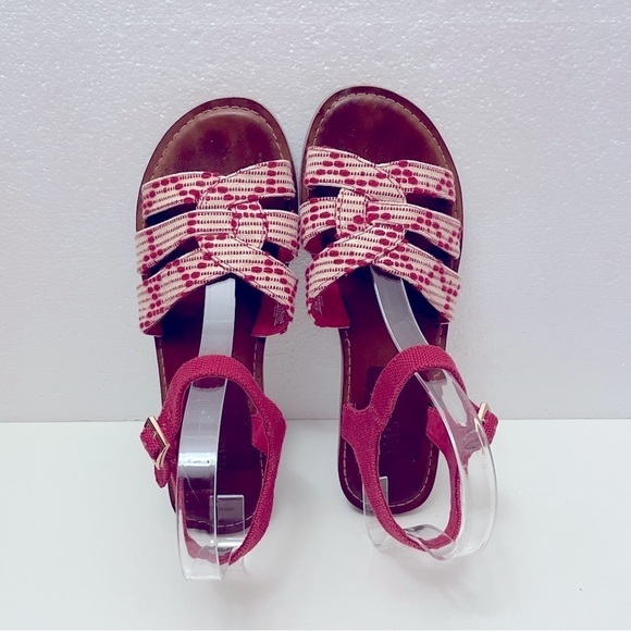 Toms Zoe Flat Sandals | Red White | Size 8.5 - Picture 2 of 7